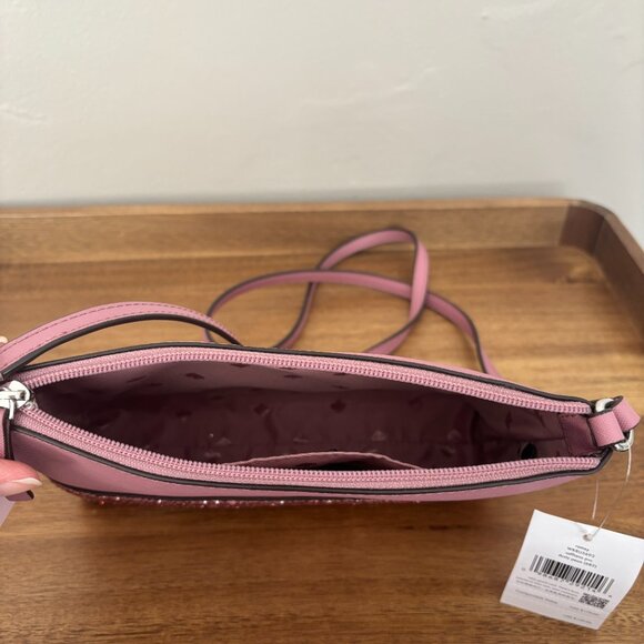 Kate Spade Ramey Dusty Peon Pink Saffiano Leather Pink Sparkle Crossbody New - Picture 8 of 9